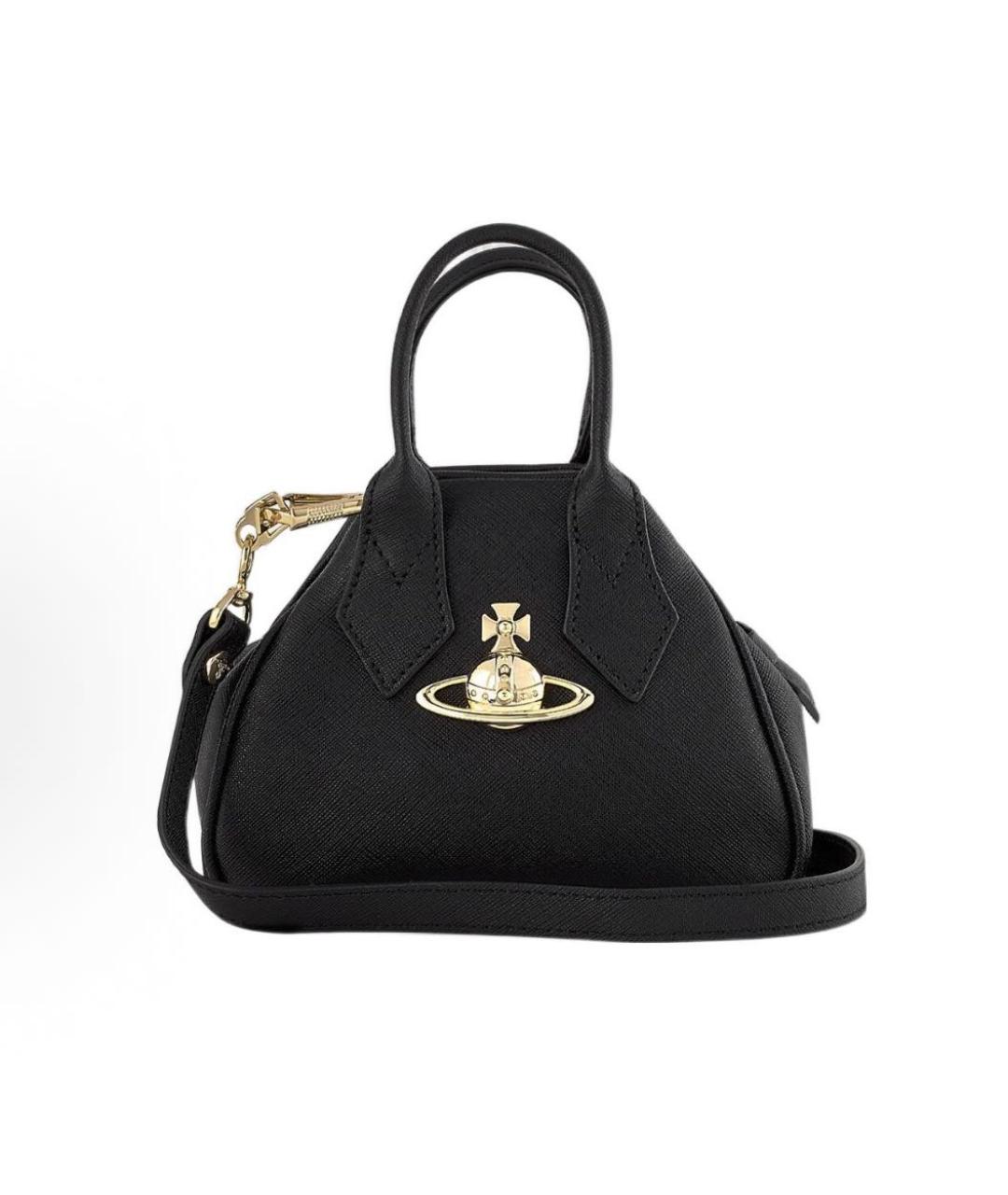 VIVIENNE WESTWOOD Черная кожаная сумка с короткими ручками, фото 6