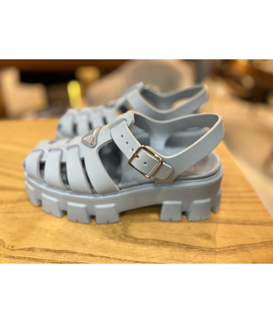 PRADA Голубые резиновые сандалии, фото 8