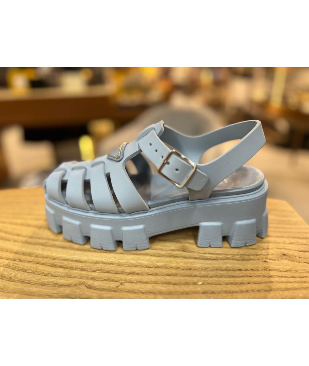 PRADA Голубые резиновые сандалии, фото 9