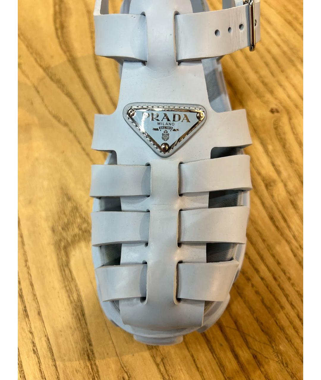 PRADA Голубые резиновые сандалии, фото 4