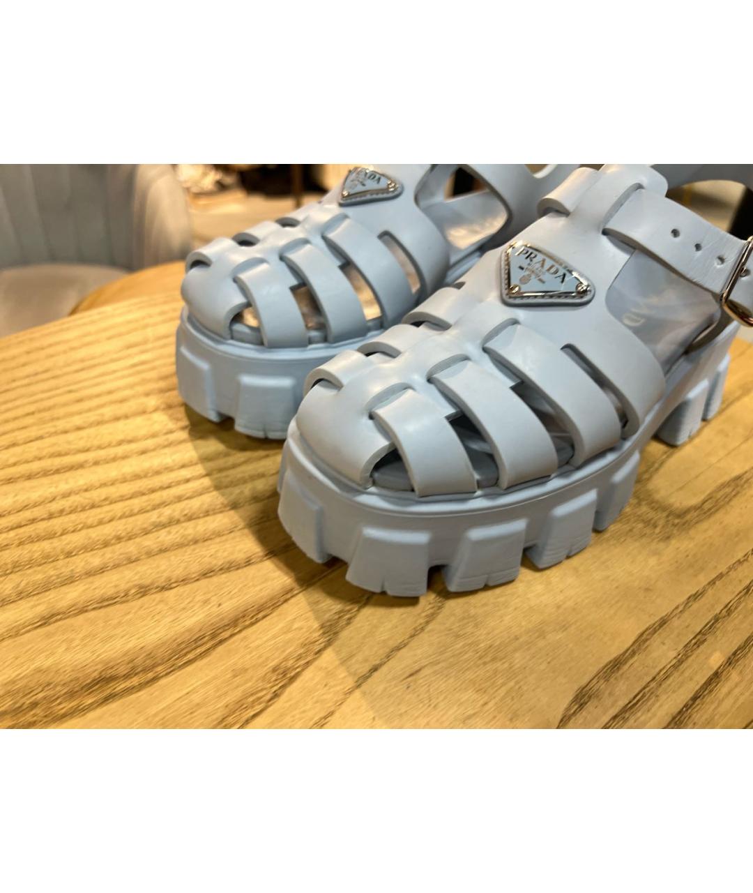 PRADA Голубые резиновые сандалии, фото 6