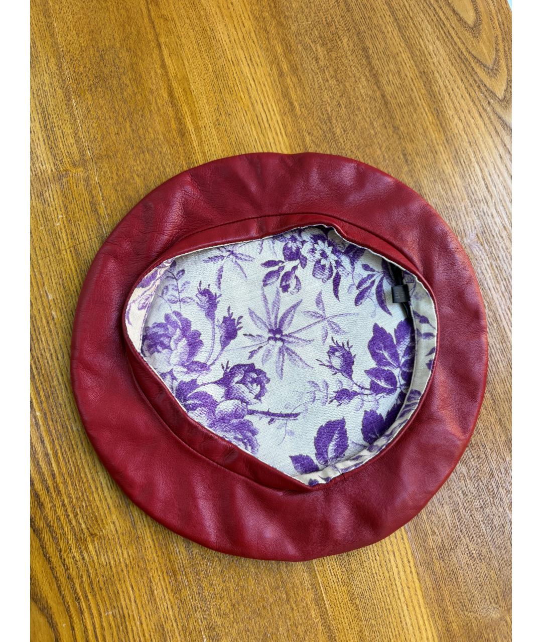 GUCCI Красная кожаная шапка, фото 4