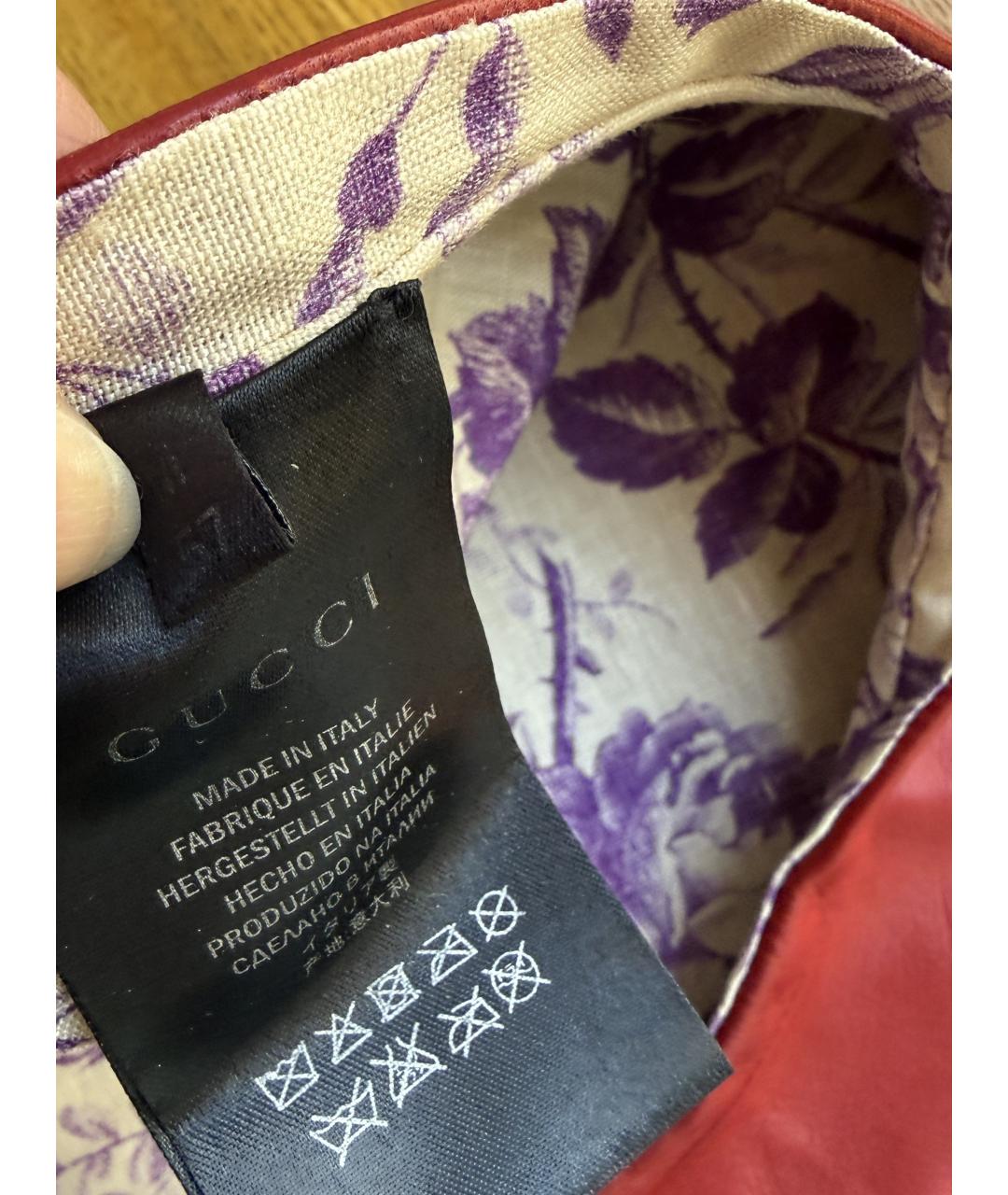 GUCCI Красная кожаная шапка, фото 5