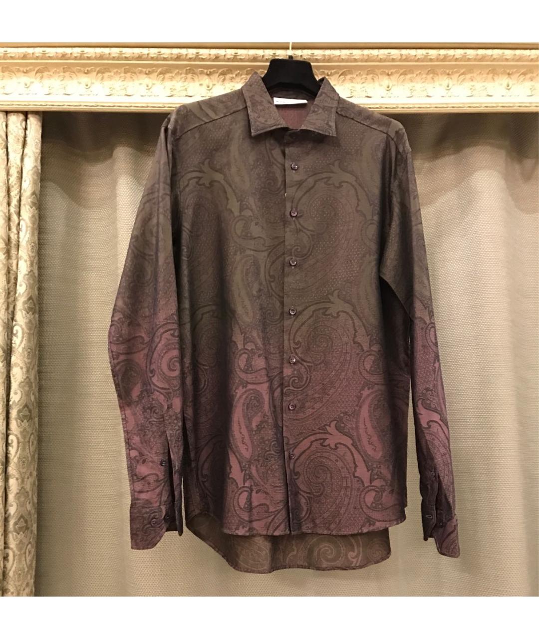 ETRO Коричневая хлопковая классическая рубашка, фото 6
