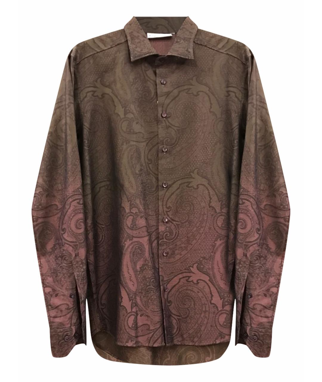 ETRO Коричневая хлопковая классическая рубашка, фото 1
