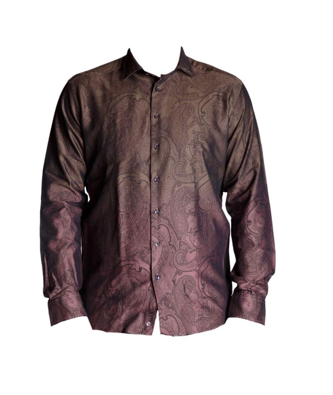 ETRO Коричневая хлопковая классическая рубашка, фото 9