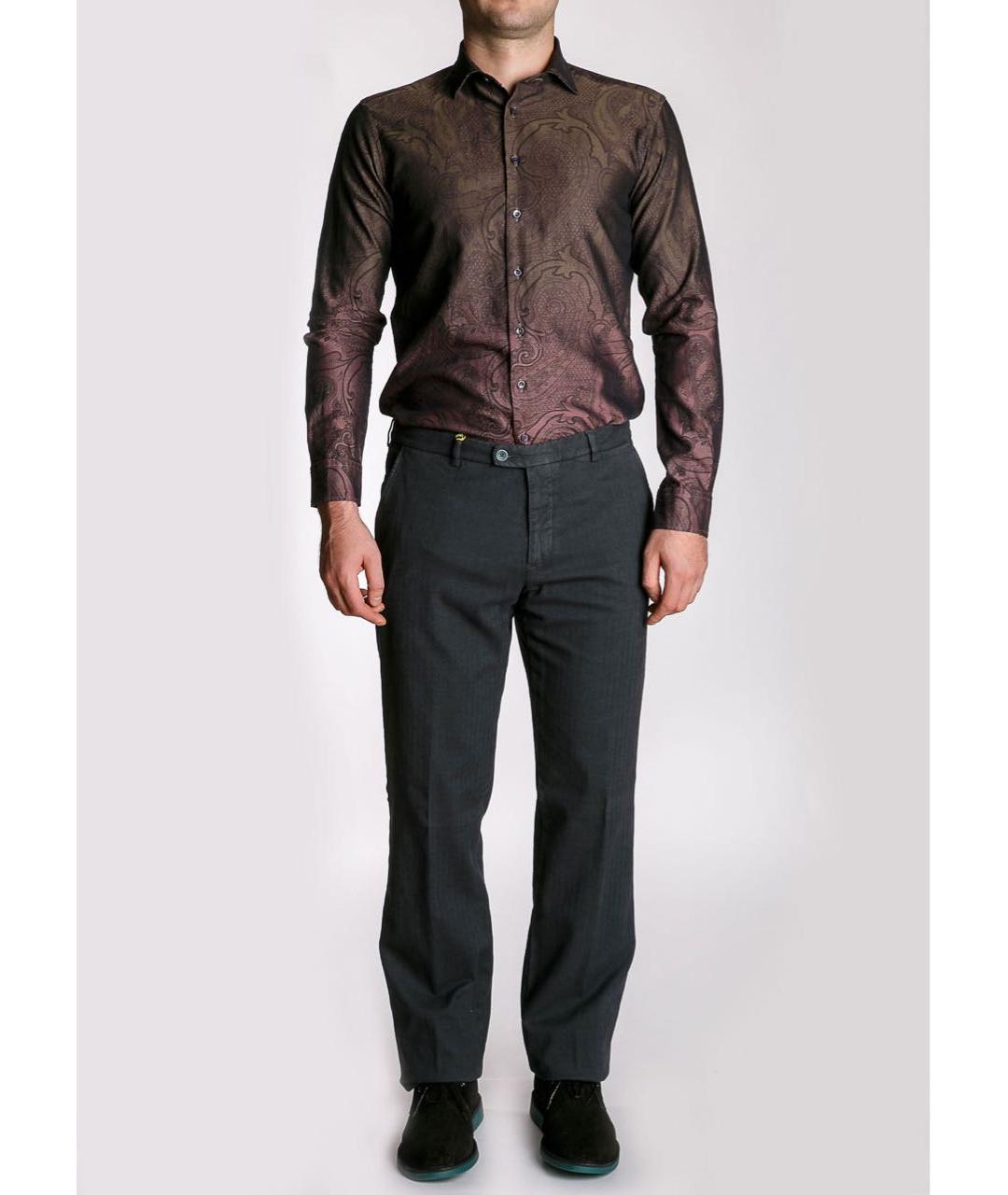 ETRO Коричневая хлопковая классическая рубашка, фото 2
