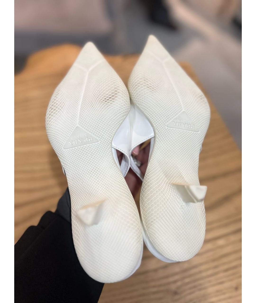 PRADA Белые кожаные балетки, фото 4