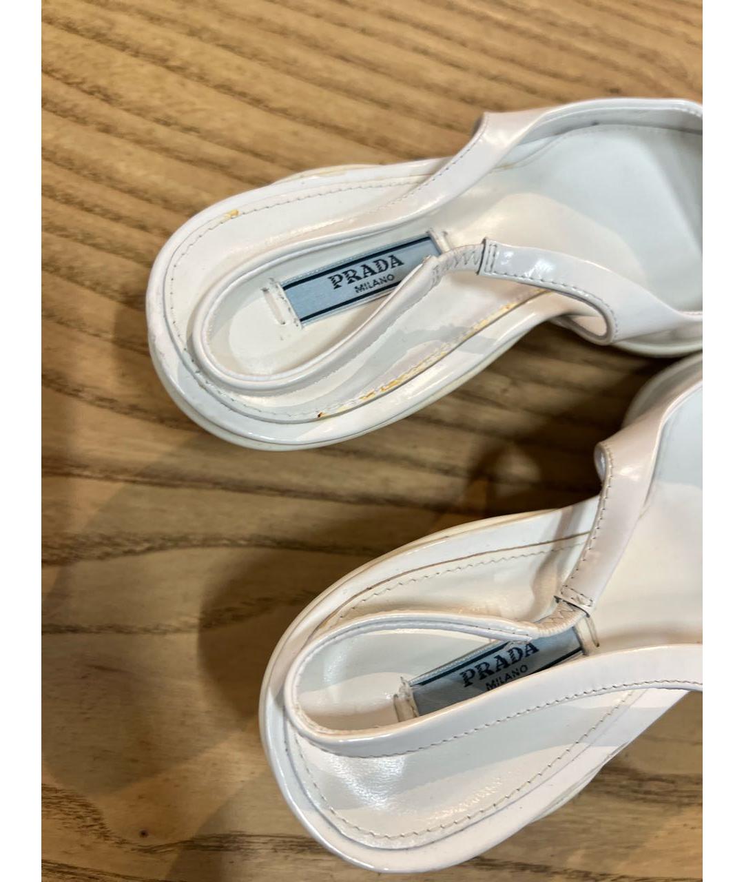PRADA Белые кожаные балетки, фото 3