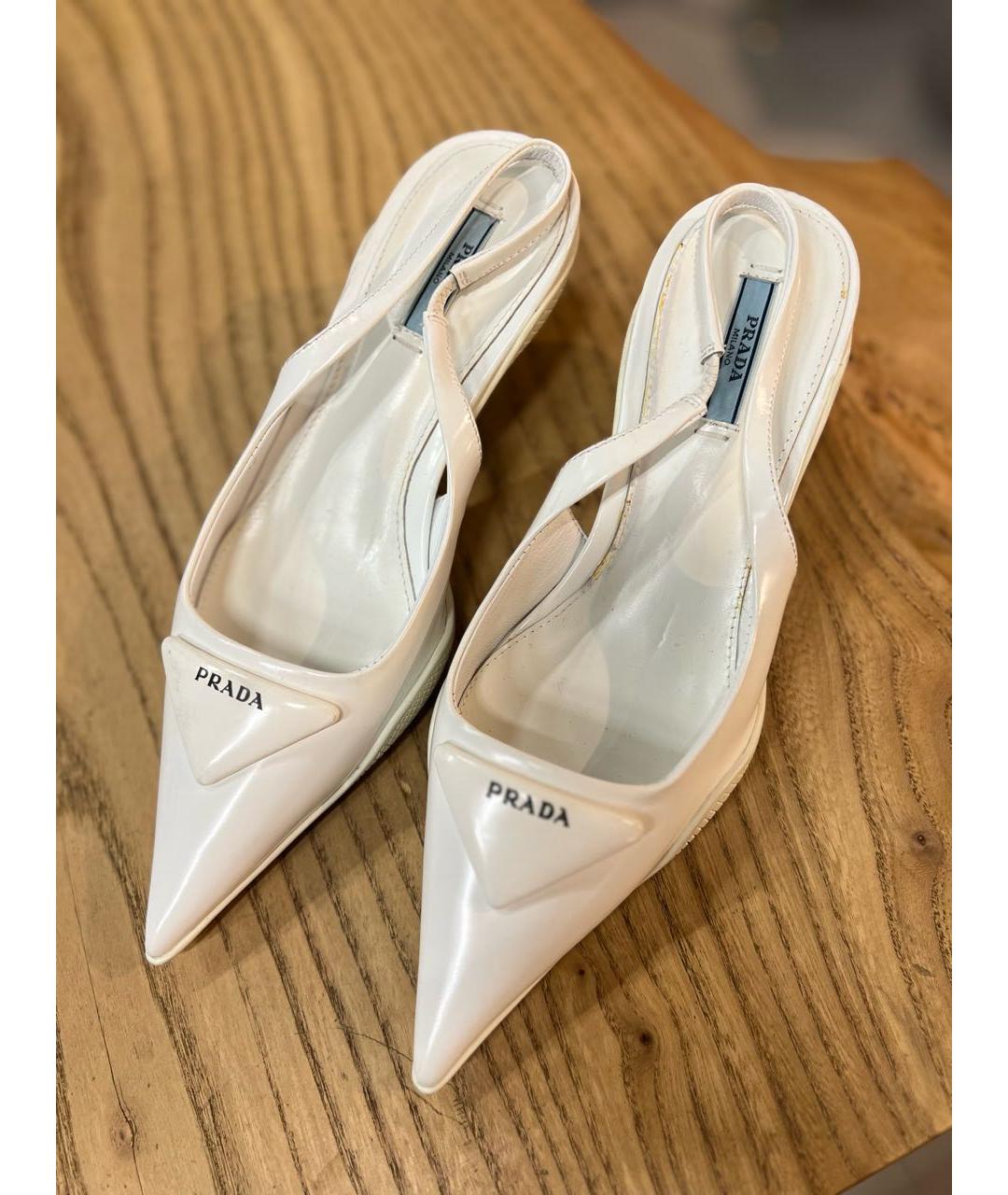 PRADA Белые кожаные балетки, фото 2