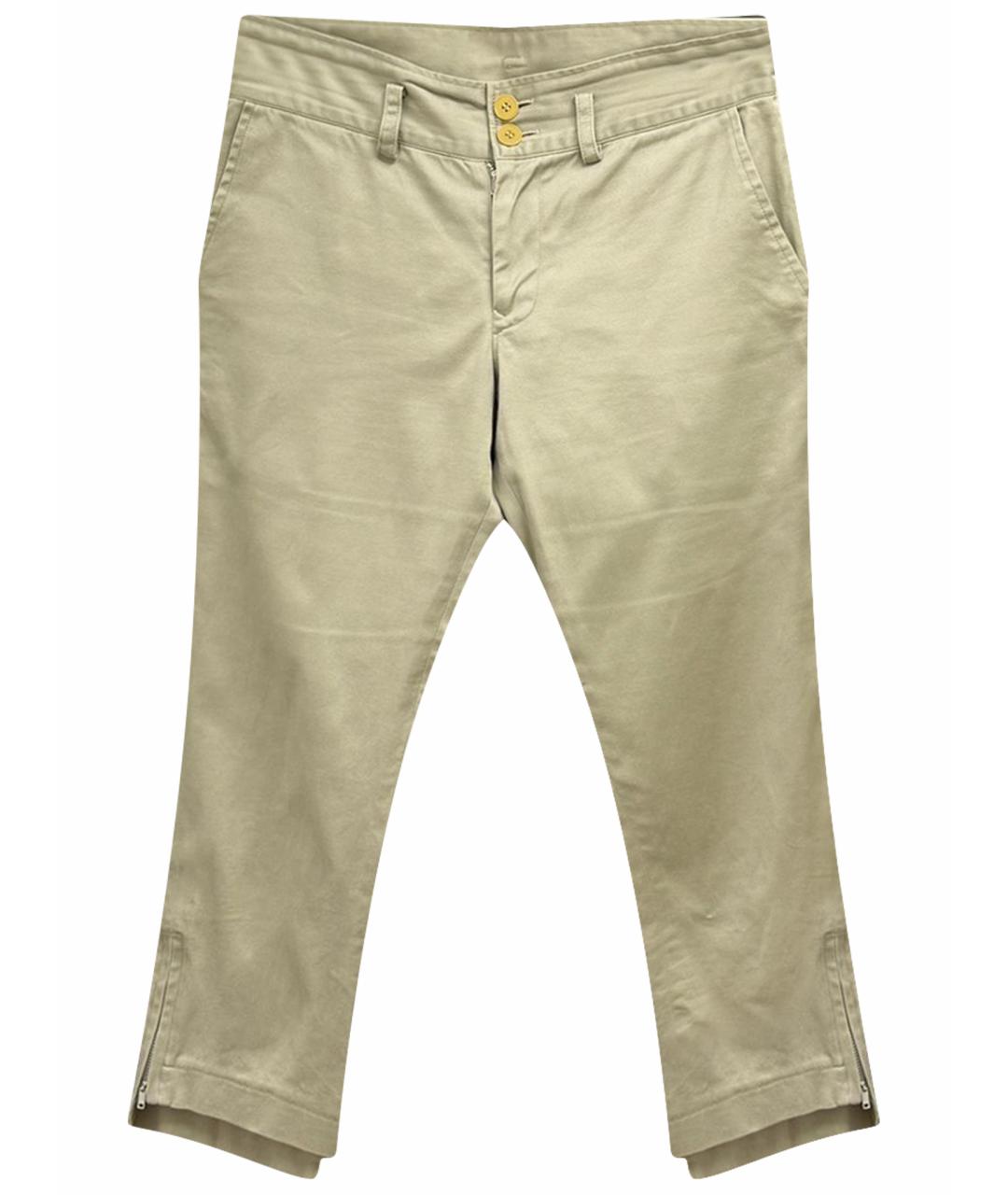 YOHJI YAMAMOTO Бежевые хлопковые брюки узкие, фото 1
