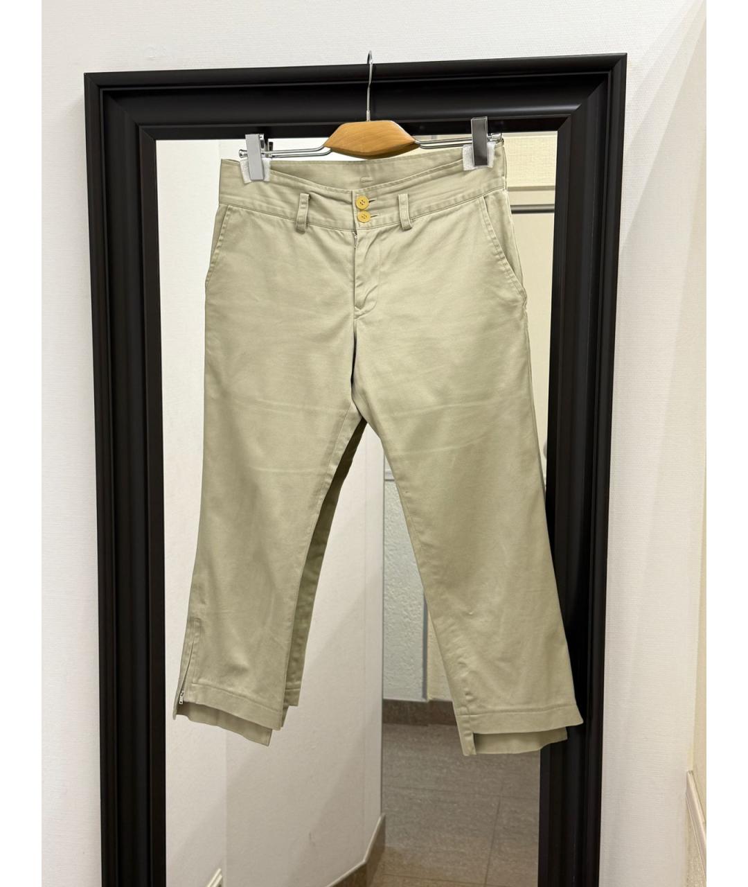 YOHJI YAMAMOTO Бежевые хлопковые брюки узкие, фото 8