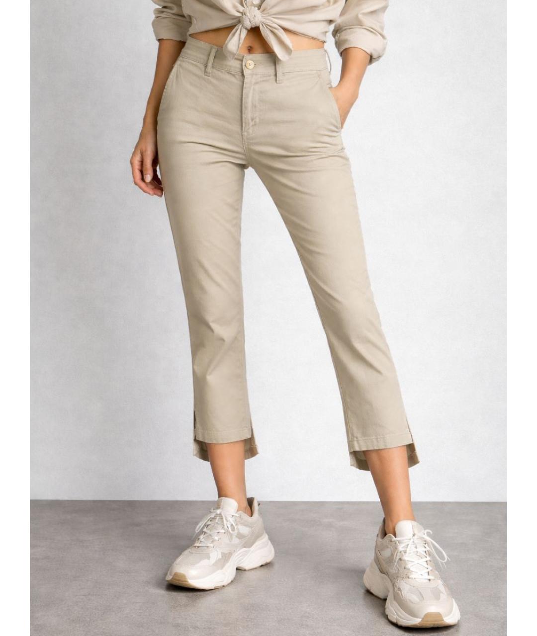 YOHJI YAMAMOTO Бежевые хлопковые брюки узкие, фото 7