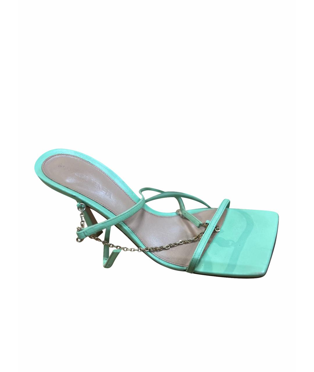 BOTTEGA VENETA Желтые кожаные босоножки, фото 1