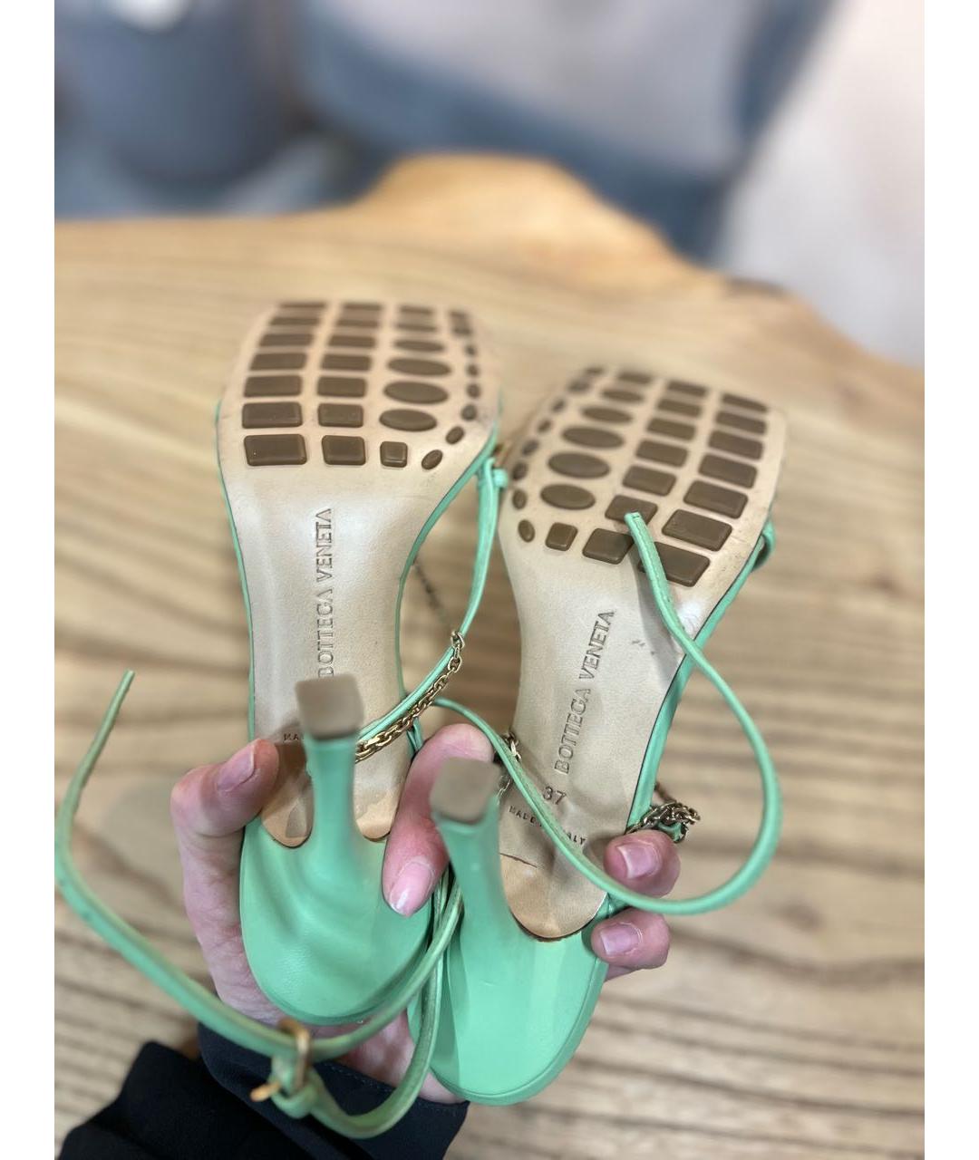 BOTTEGA VENETA Желтые кожаные босоножки, фото 6