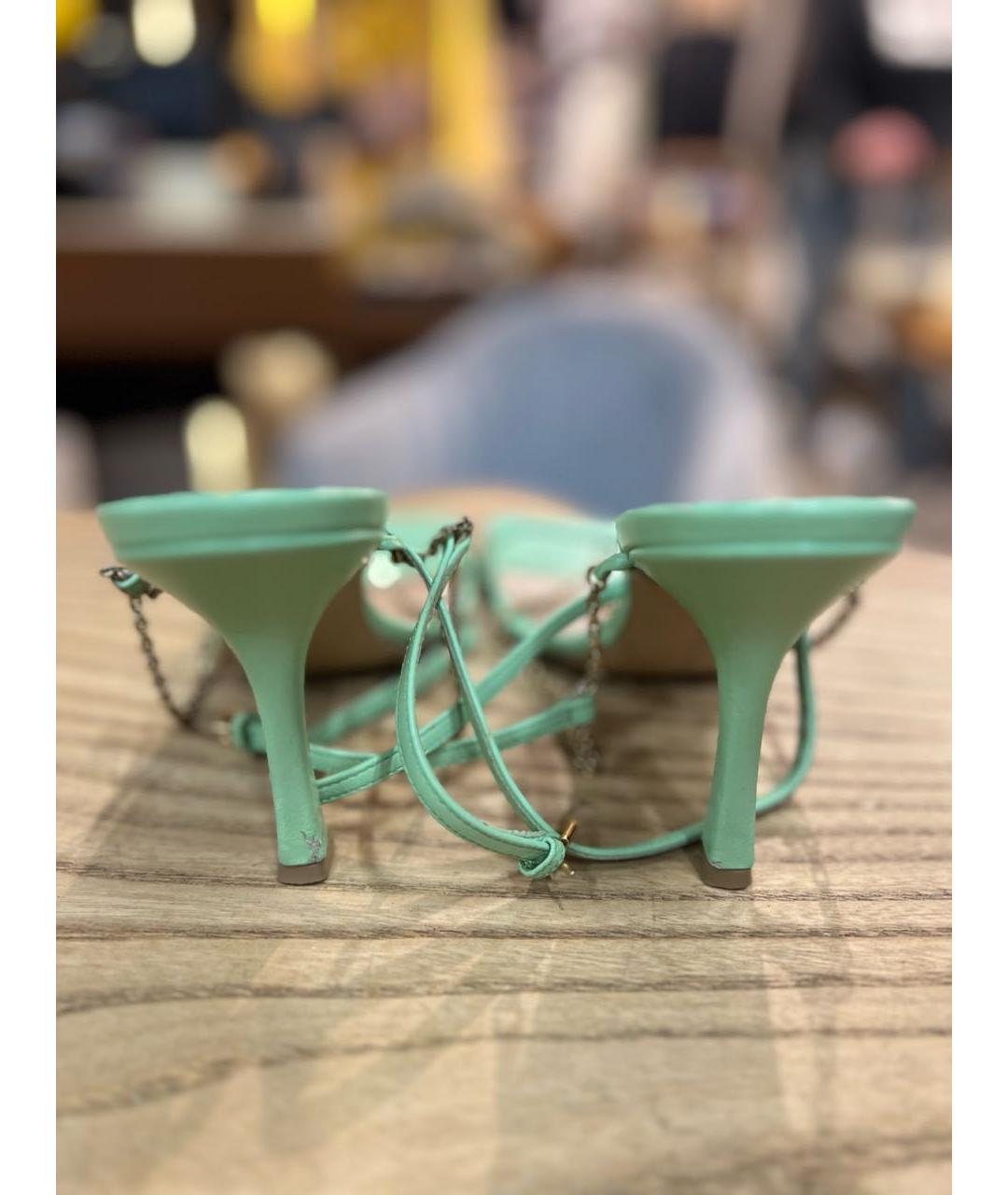 BOTTEGA VENETA Желтые кожаные босоножки, фото 3