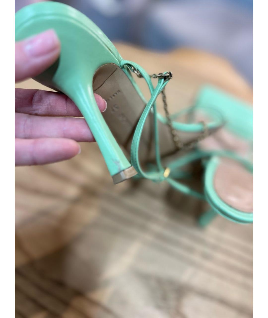 BOTTEGA VENETA Желтые кожаные босоножки, фото 4