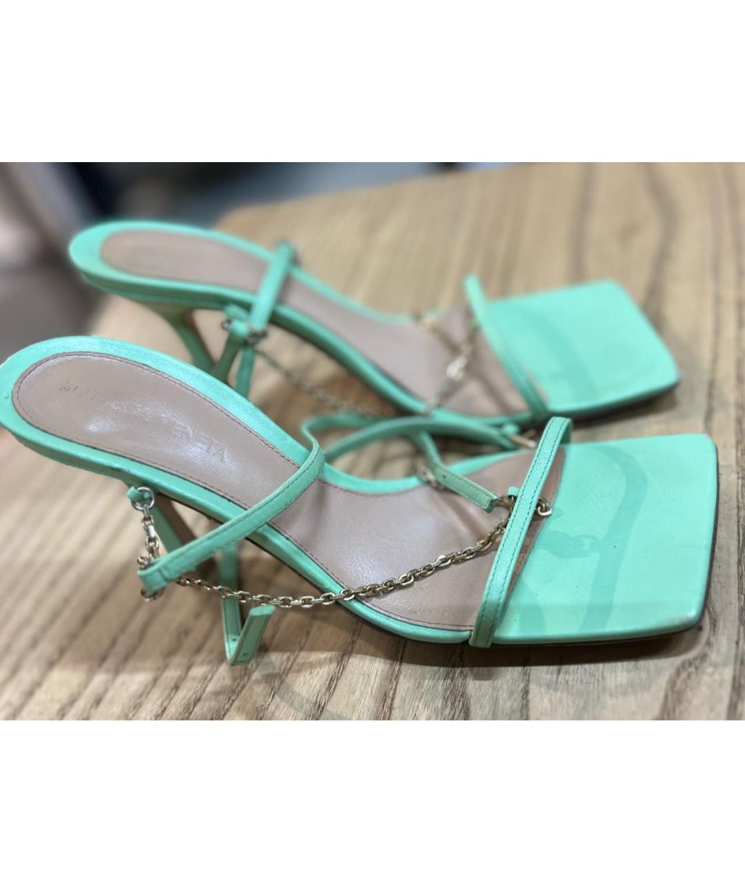 BOTTEGA VENETA Желтые кожаные босоножки, фото 8