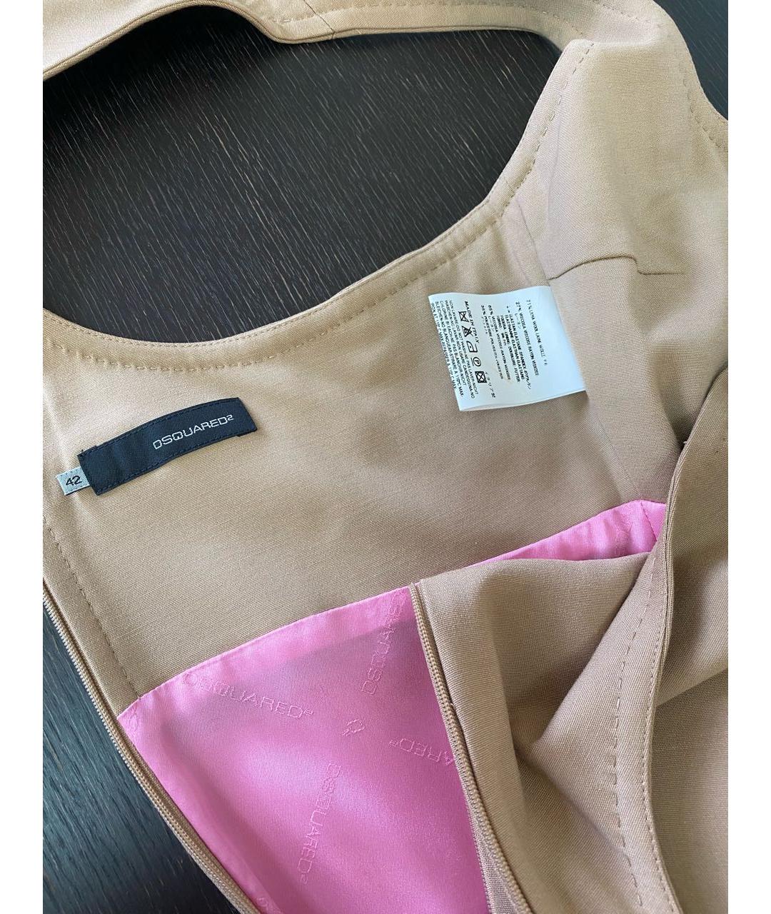 DSQUARED2 Бежевое шерстяное повседневное платье, фото 3