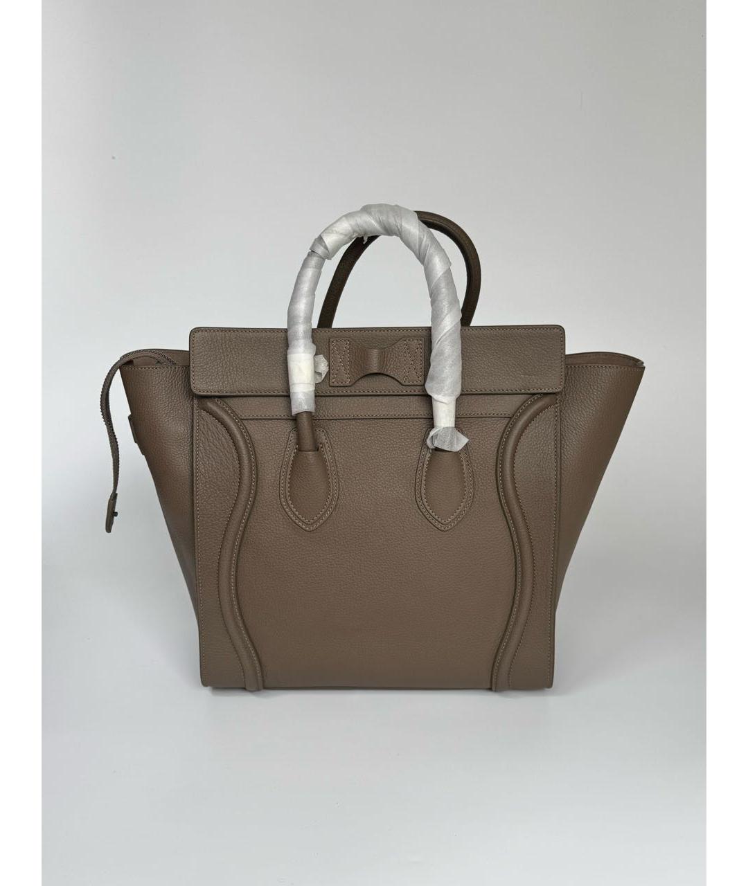 CELINE Бежевая кожаная сумка тоут, фото 4