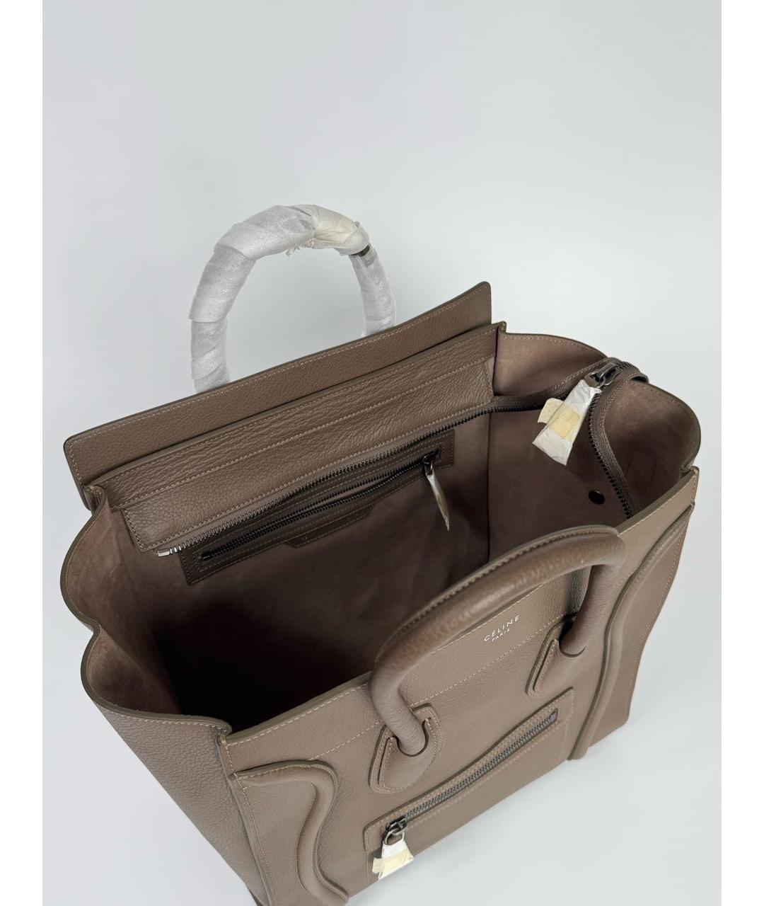 CELINE Бежевая кожаная сумка тоут, фото 5