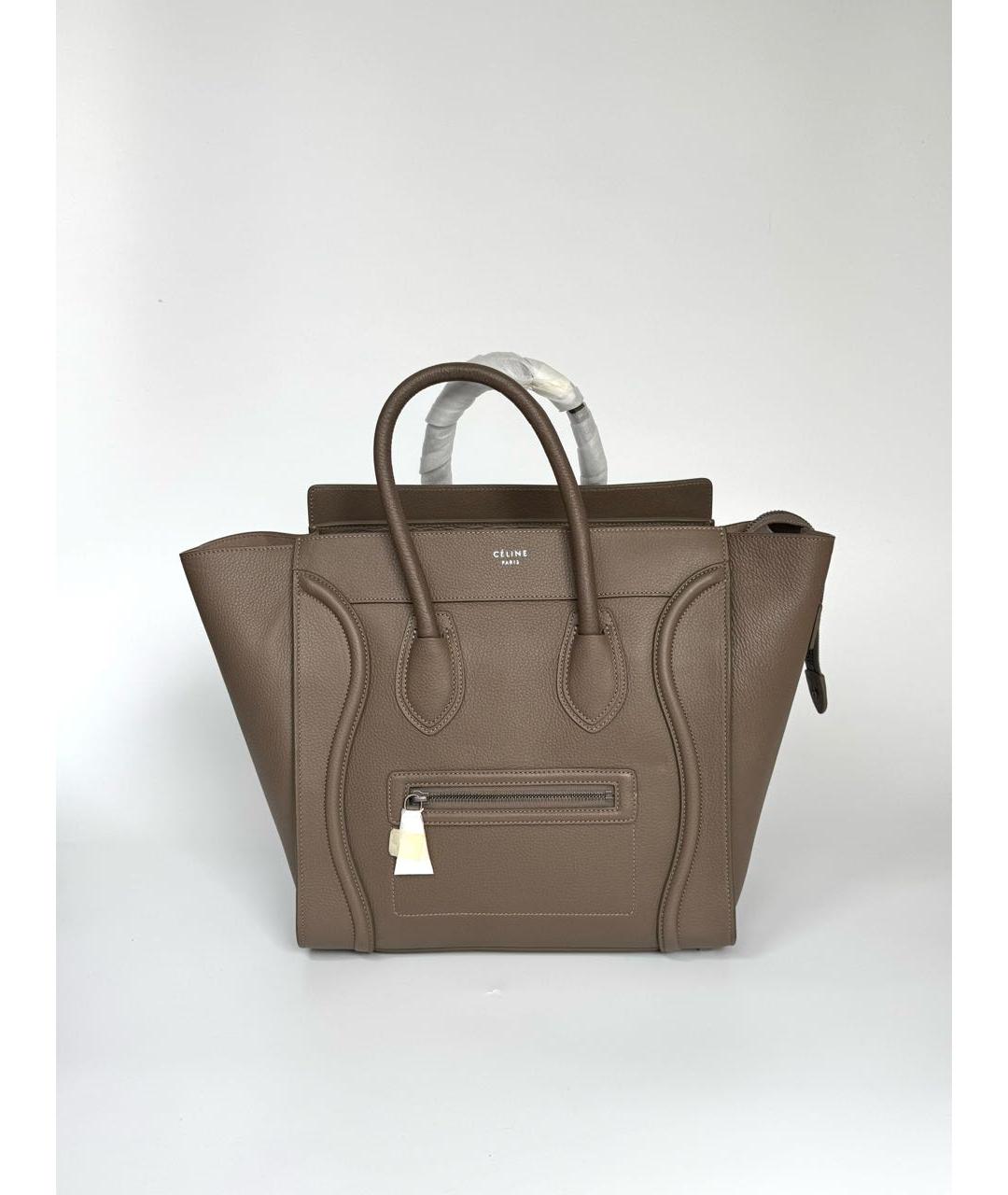 CELINE Бежевая кожаная сумка тоут, фото 2