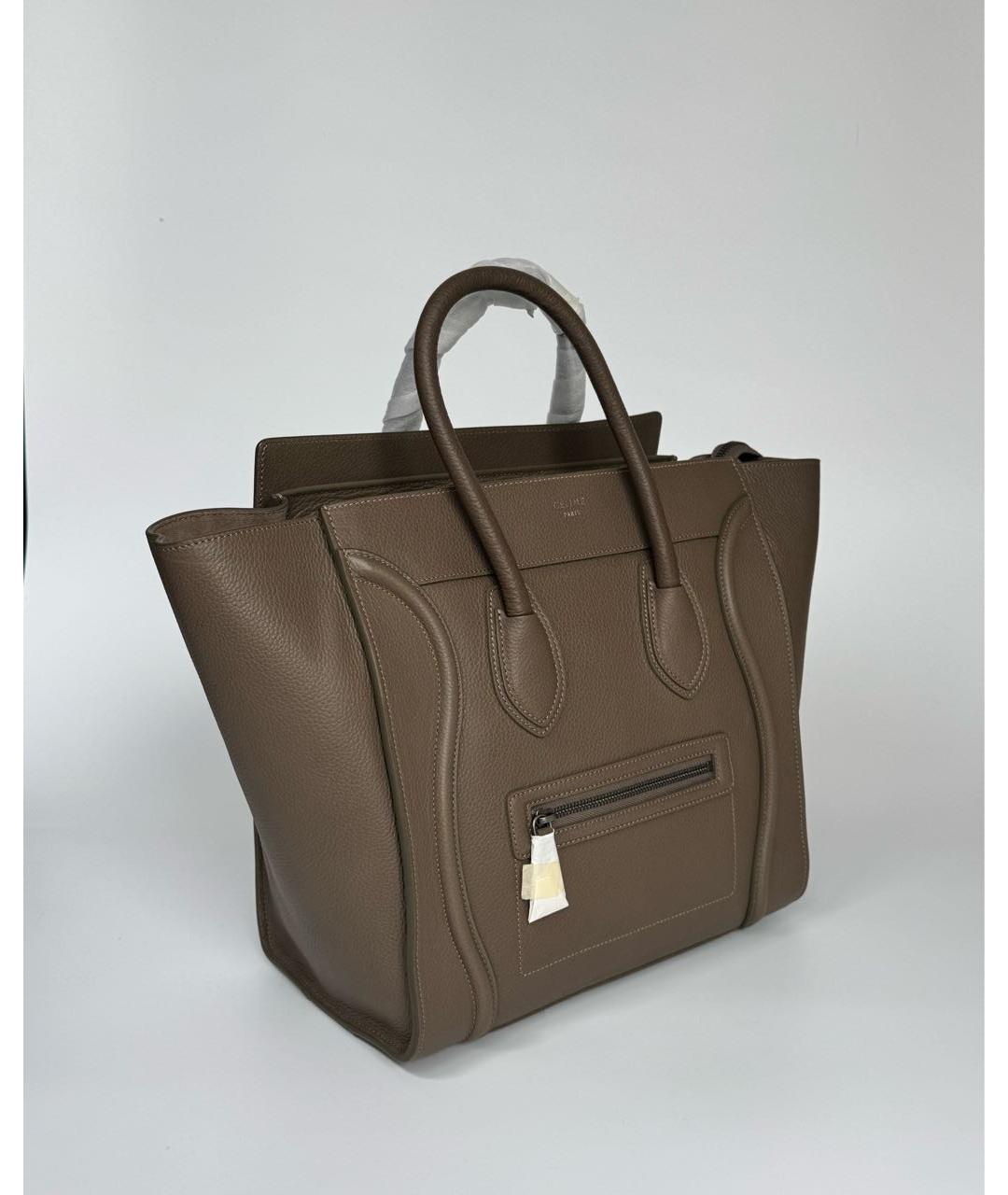 CELINE Бежевая кожаная сумка тоут, фото 3