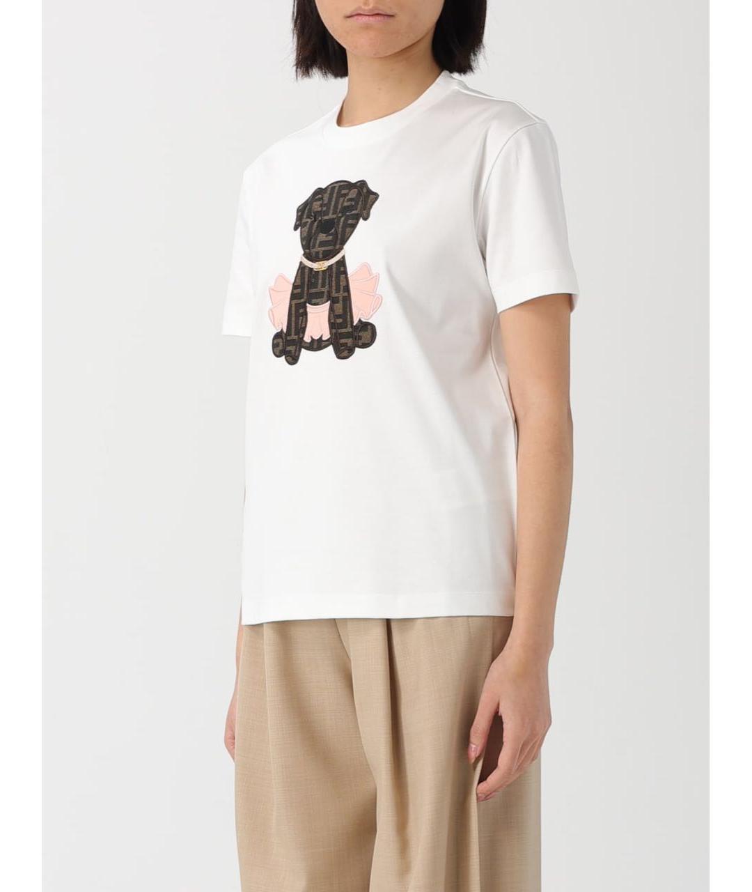 FENDI Белая хлопковая футболка, фото 2