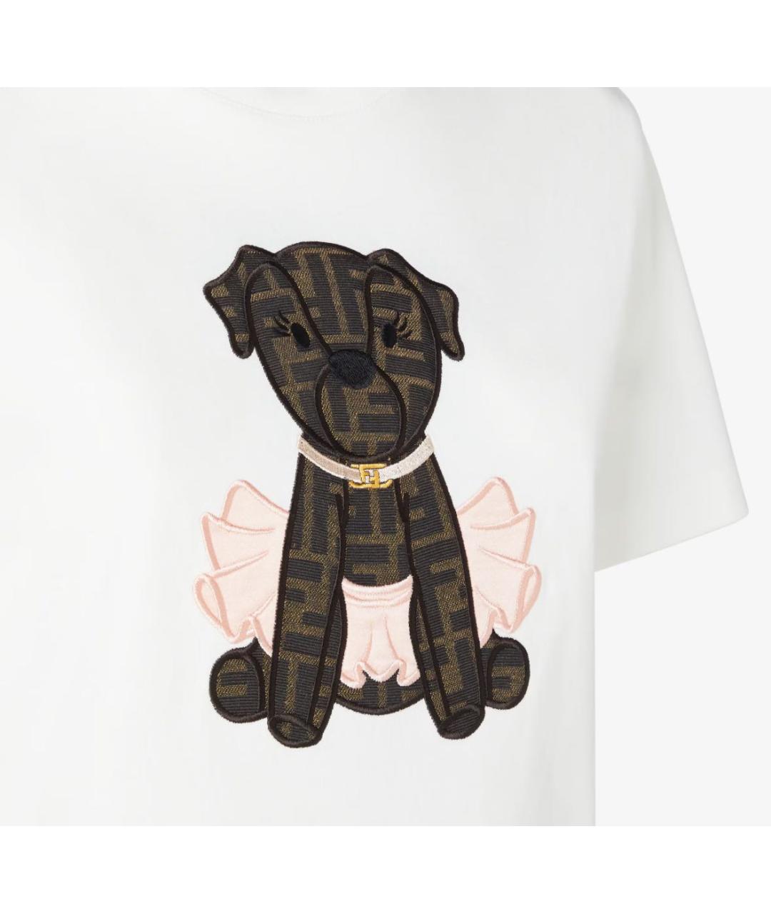 FENDI Белая хлопковая футболка, фото 4