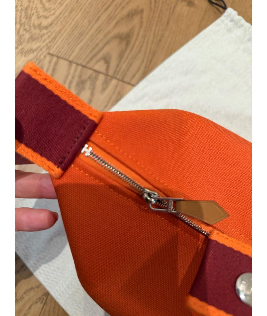 HERMES Оранжевая тканевая косметичка, фото 7