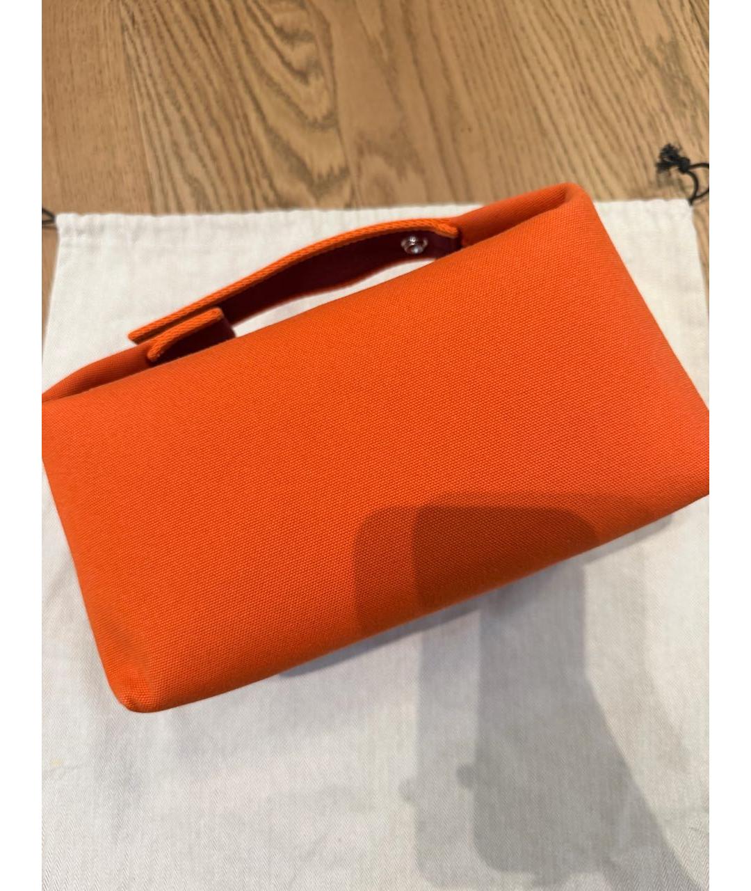 HERMES Оранжевая тканевая косметичка, фото 4