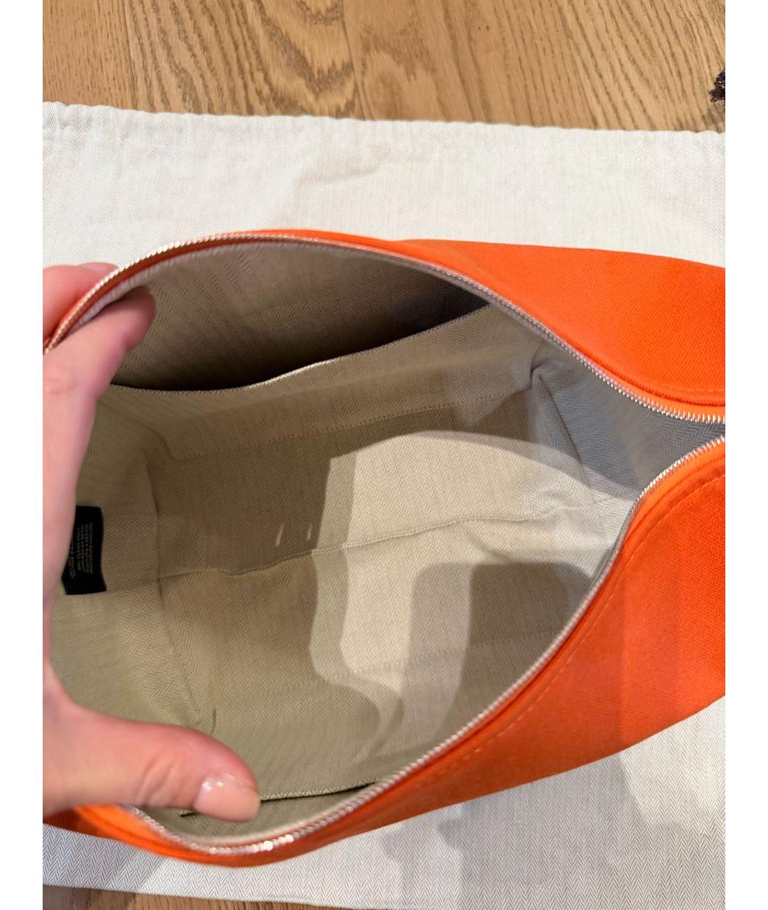 HERMES Оранжевая тканевая косметичка, фото 5