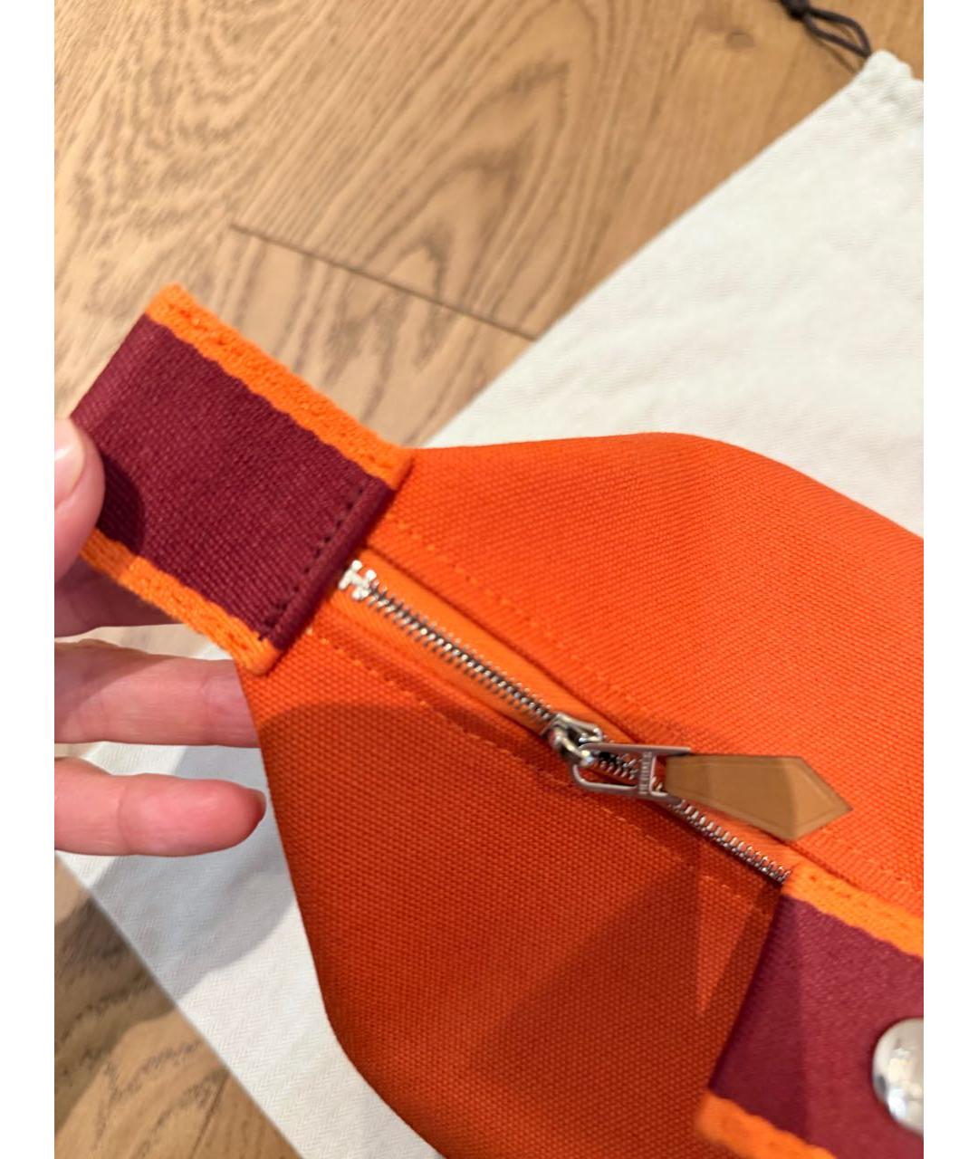 HERMES Оранжевая тканевая косметичка, фото 6