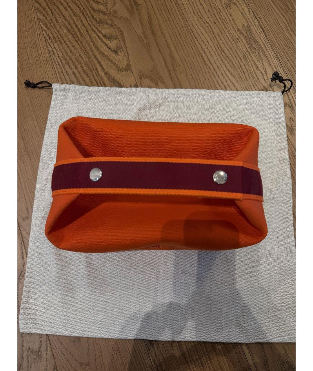 HERMES Оранжевая тканевая косметичка, фото 2