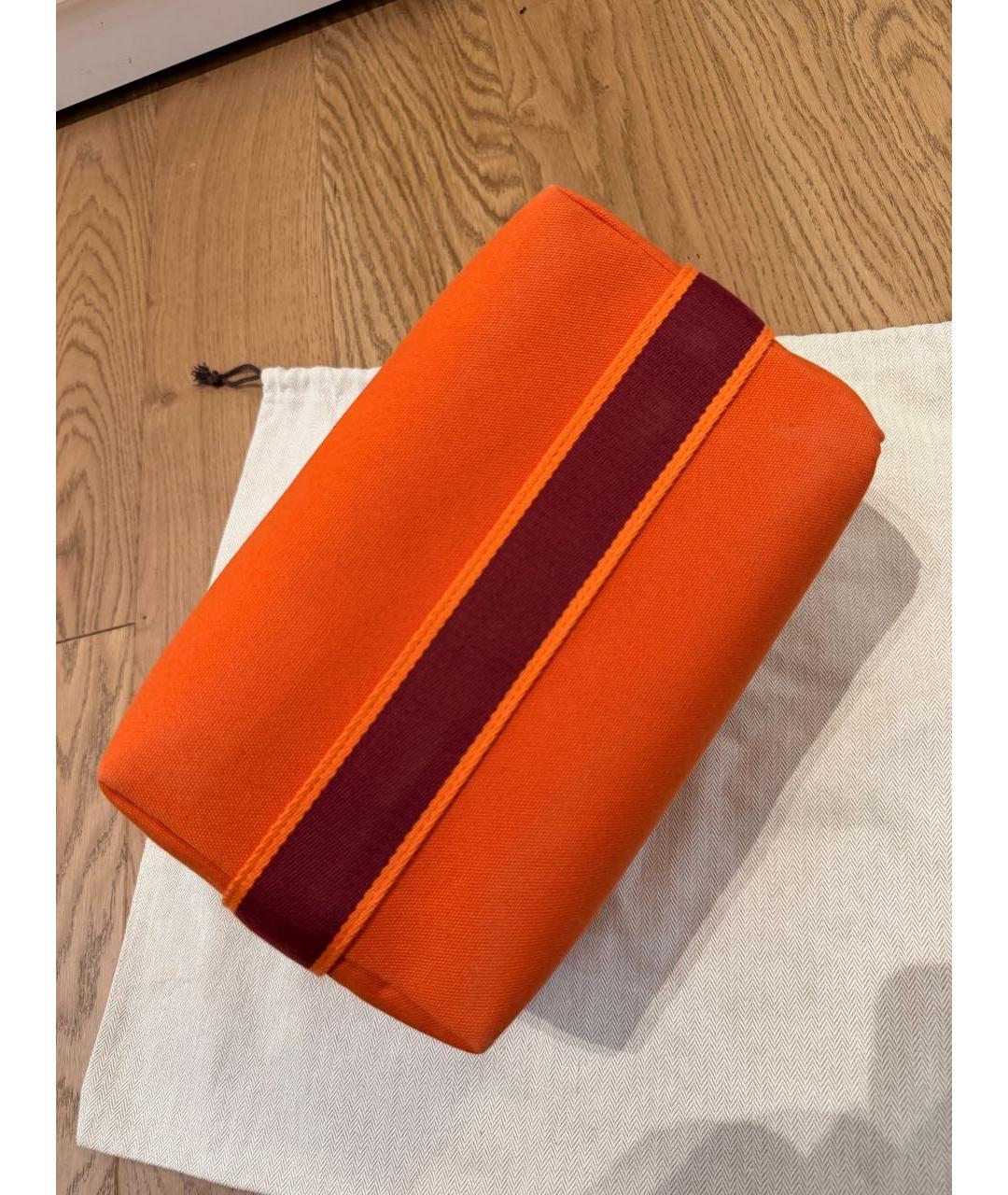 HERMES Оранжевая тканевая косметичка, фото 3