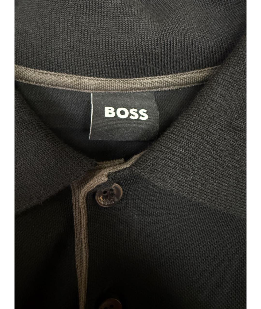 HUGO BOSS Черное хлопковое поло с коротким рукавом, фото 3