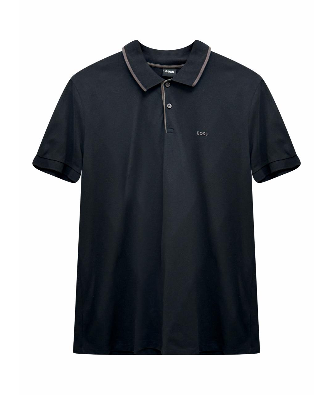 HUGO BOSS Черное хлопковое поло с коротким рукавом, фото 1