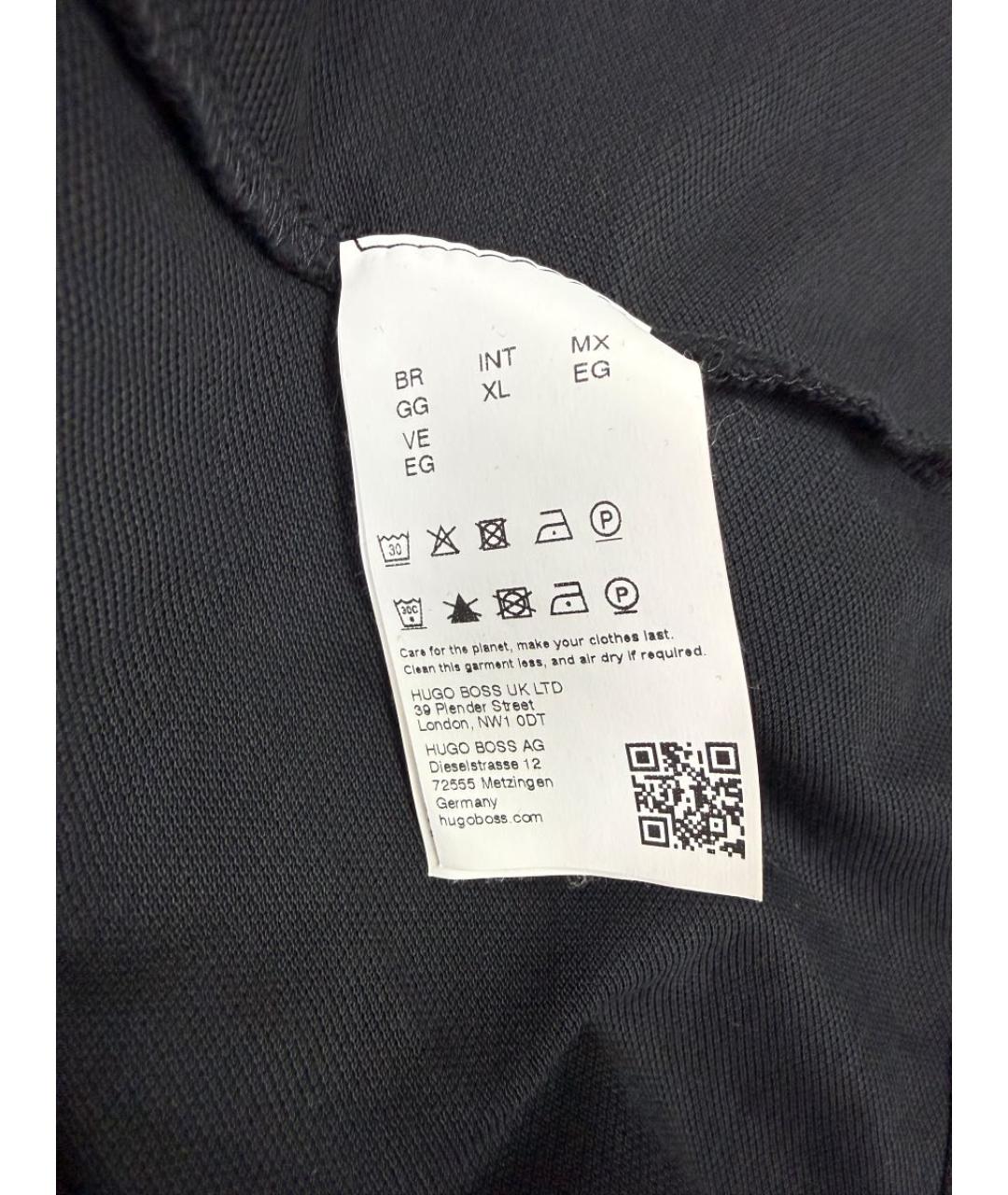 HUGO BOSS Черное хлопковое поло с коротким рукавом, фото 4