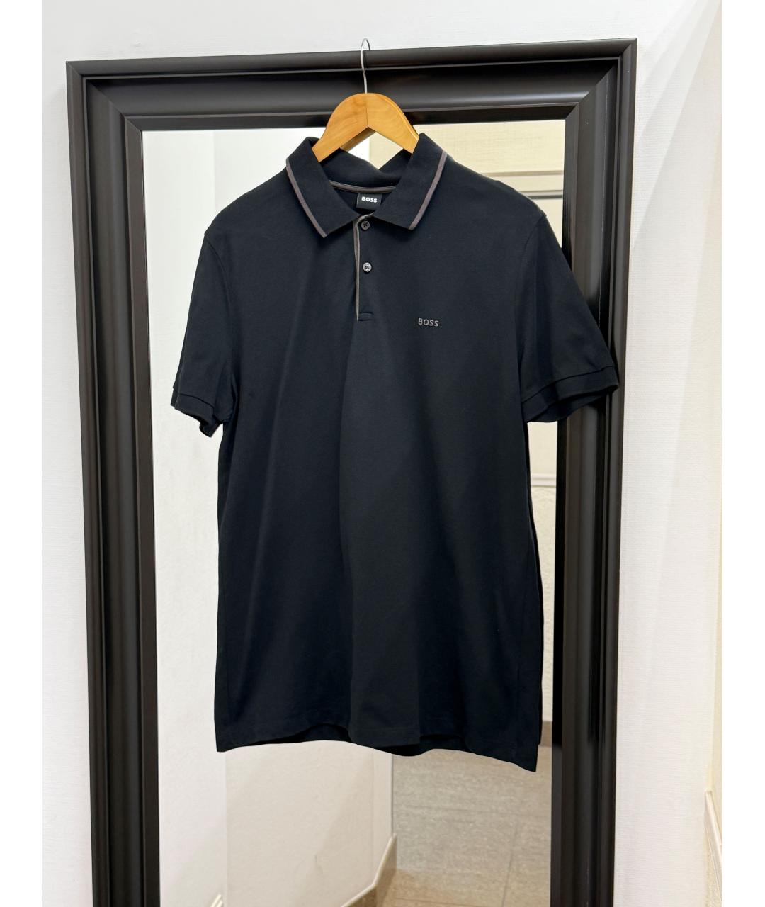 HUGO BOSS Черное хлопковое поло с коротким рукавом, фото 6