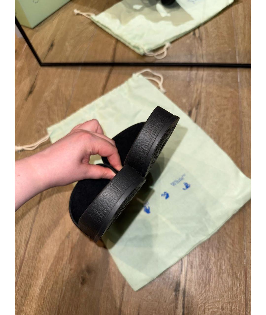 OFF-WHITE Черные резиновые шлепанцы, фото 6