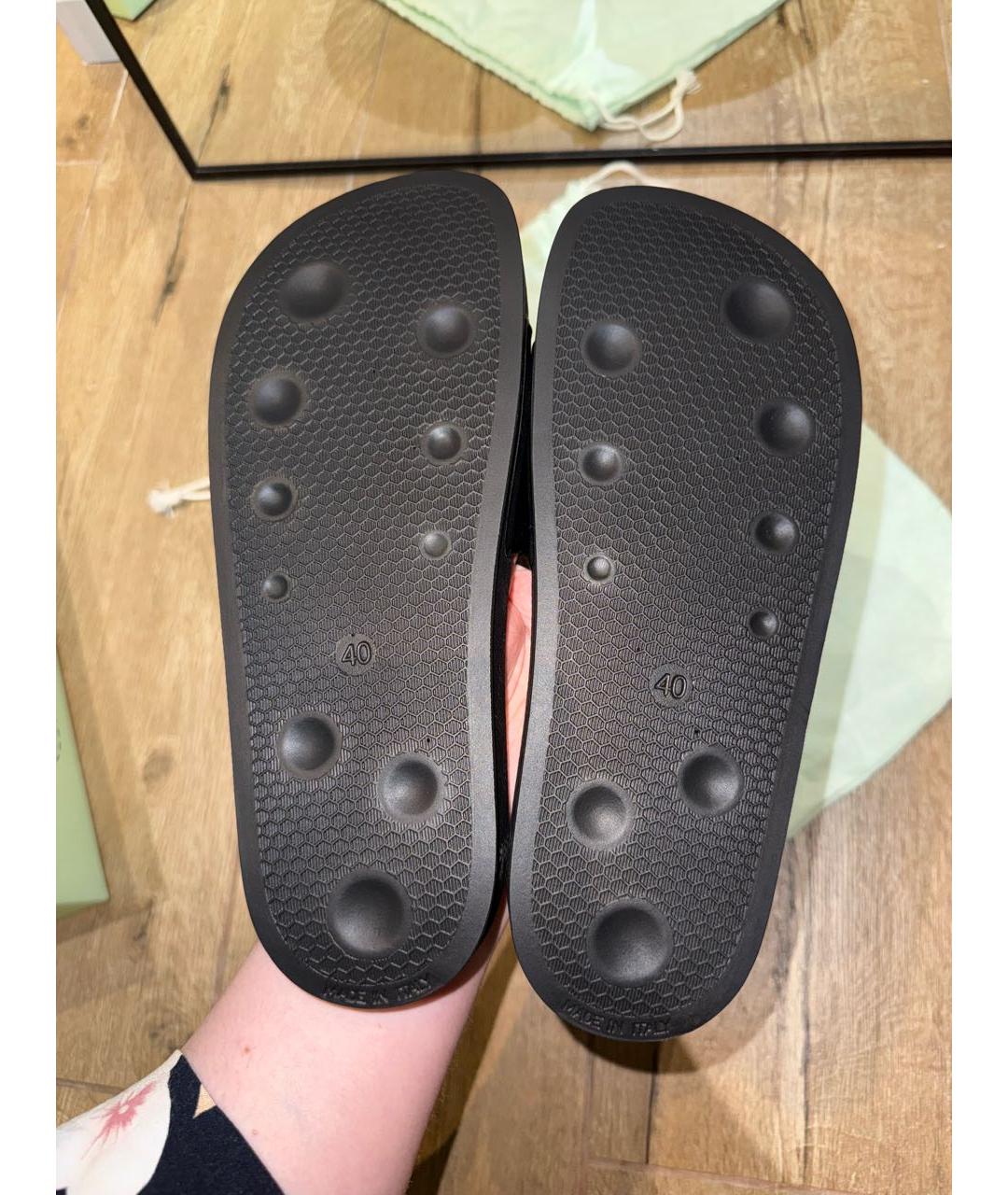 OFF-WHITE Черные резиновые шлепанцы, фото 7