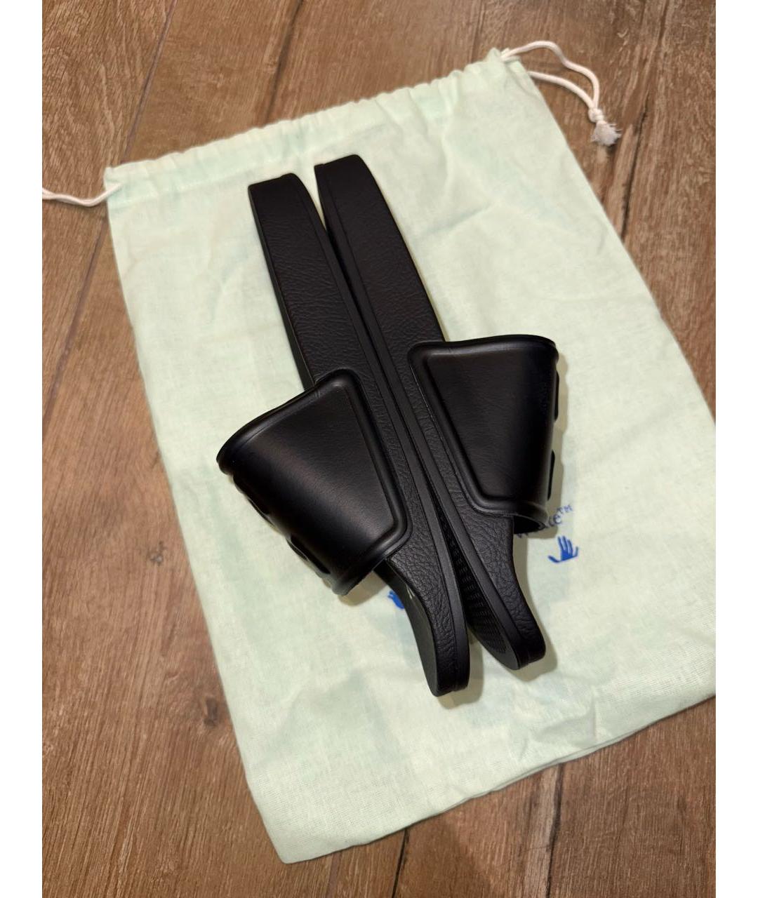 OFF-WHITE Черные резиновые шлепанцы, фото 3