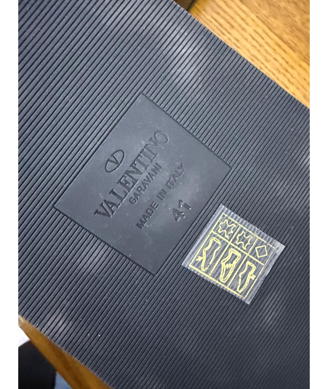 VALENTINO Черные кожаные шлепанцы, фото 7