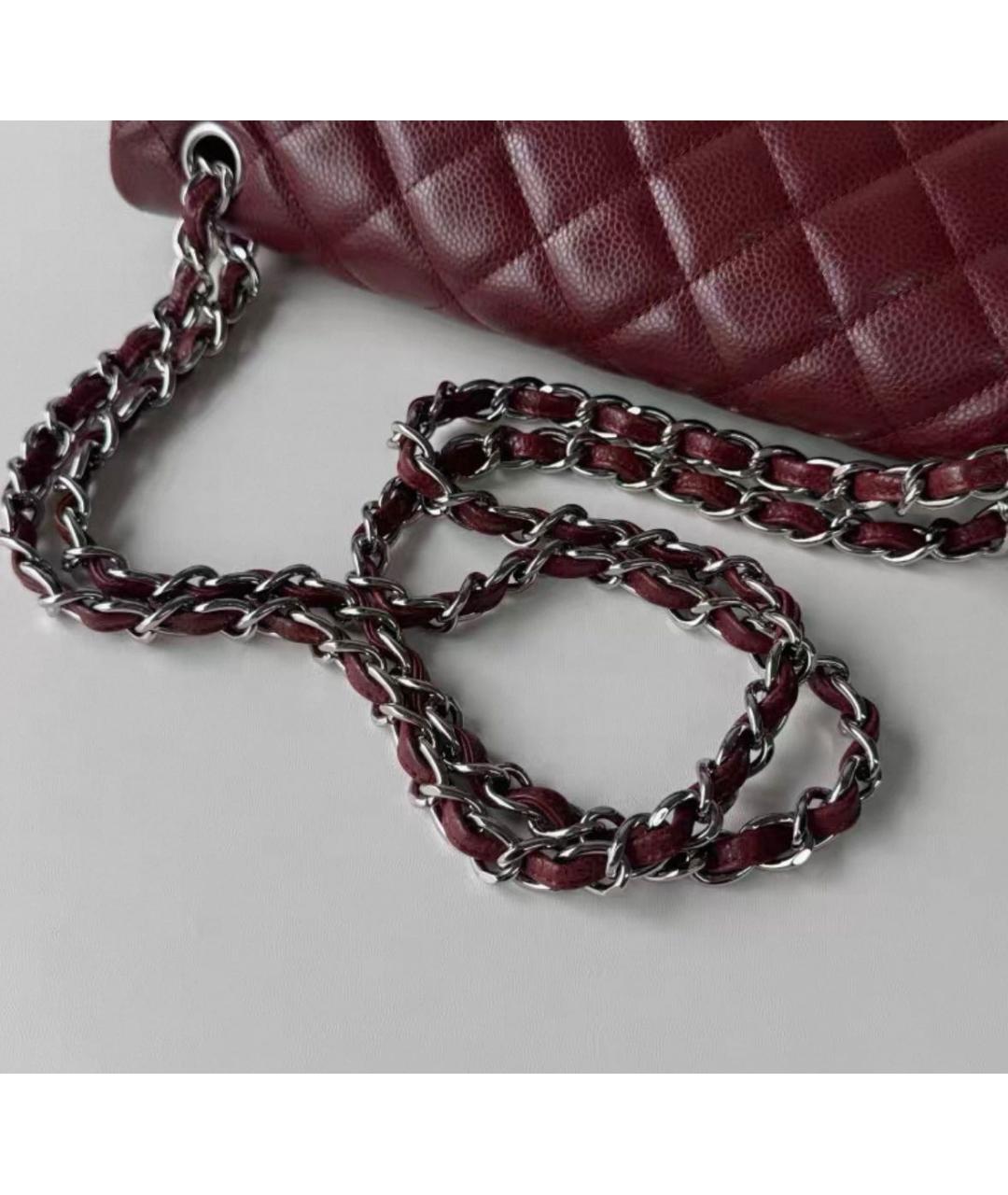 CHANEL Бордовая кожаная сумка через плечо, фото 5