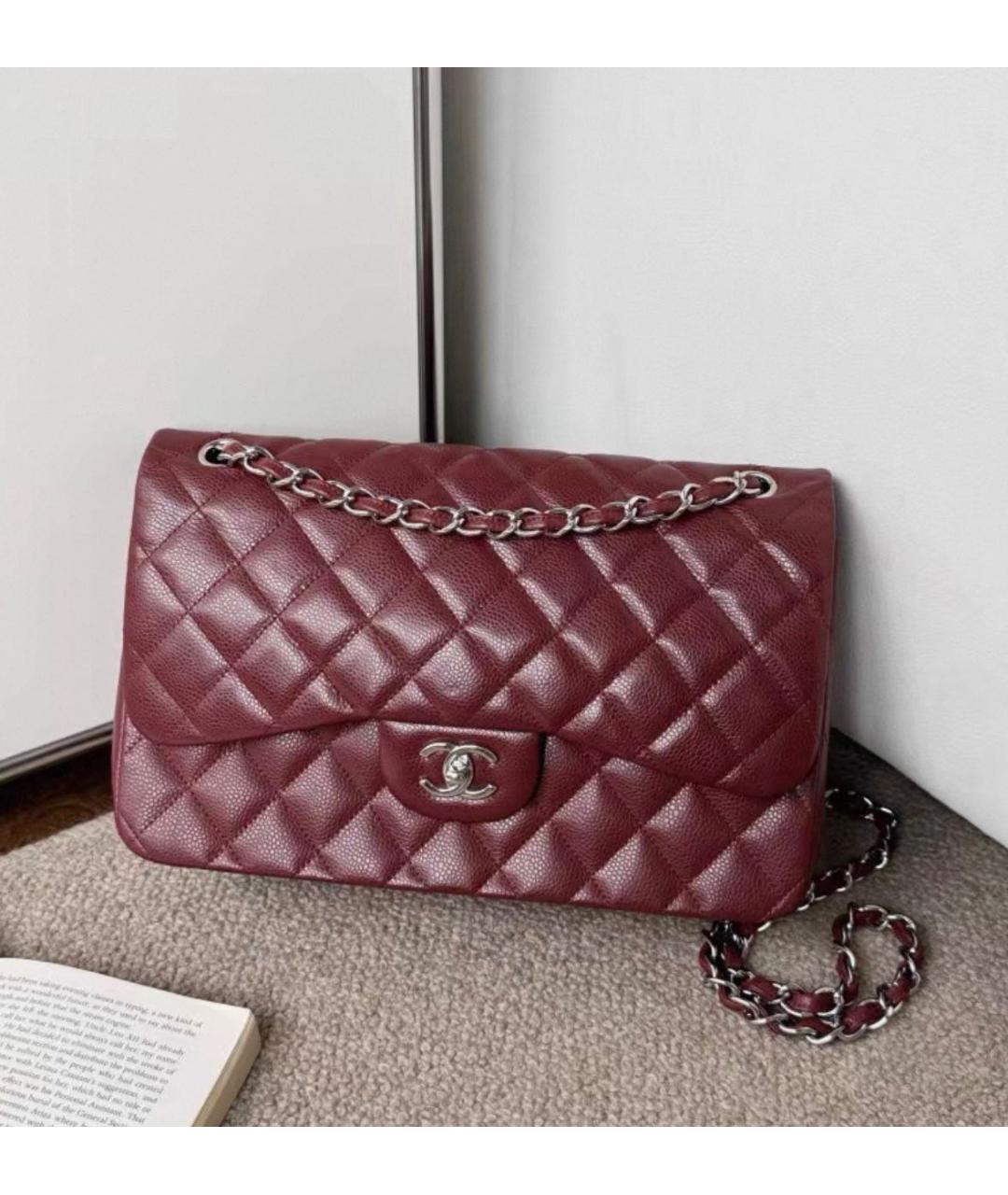 CHANEL Бордовая кожаная сумка через плечо, фото 9