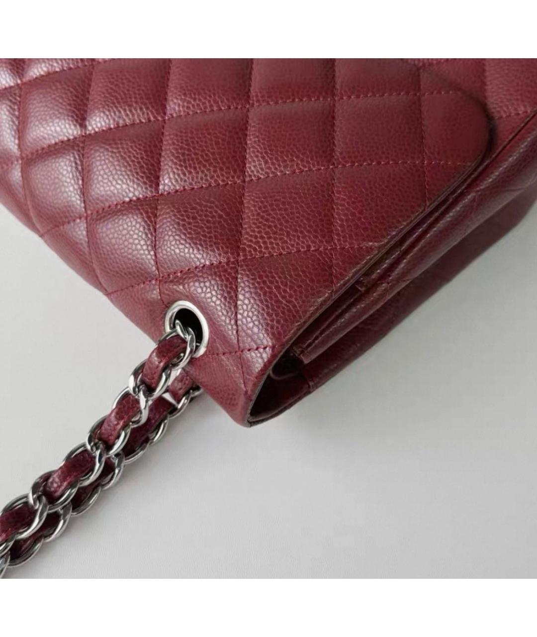 CHANEL Бордовая кожаная сумка через плечо, фото 3