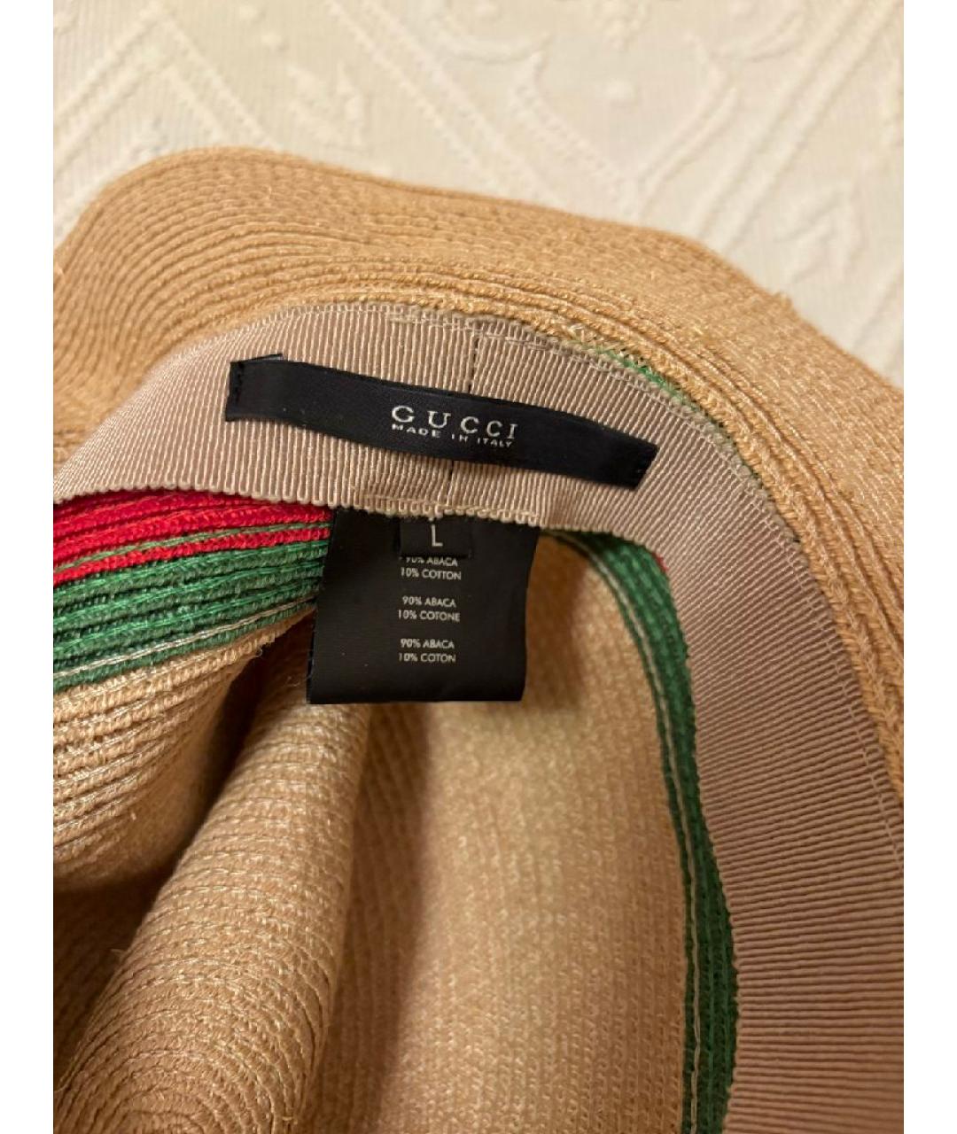 GUCCI Бежевая соломенная шляпа, фото 6