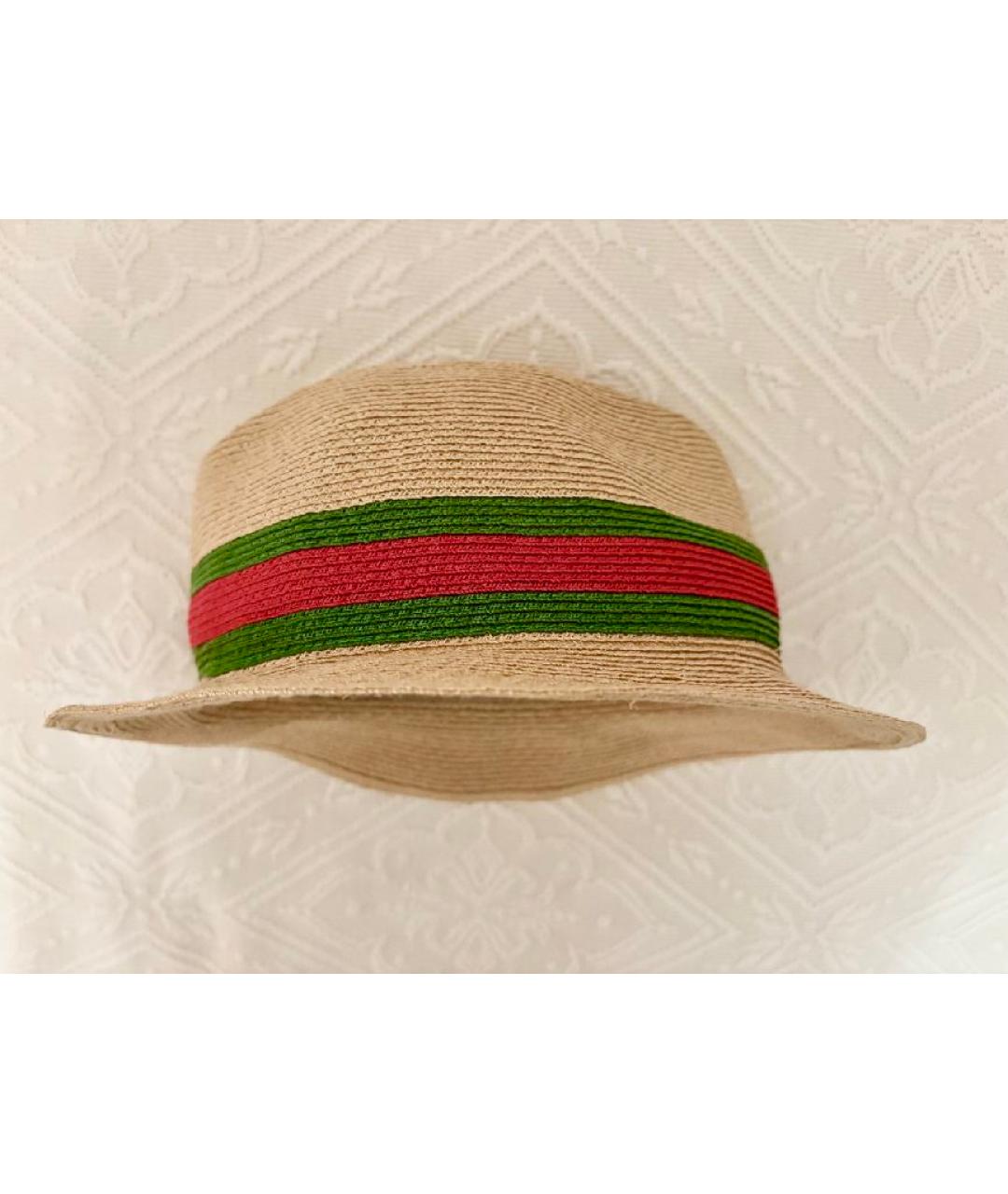 GUCCI Бежевая соломенная шляпа, фото 3