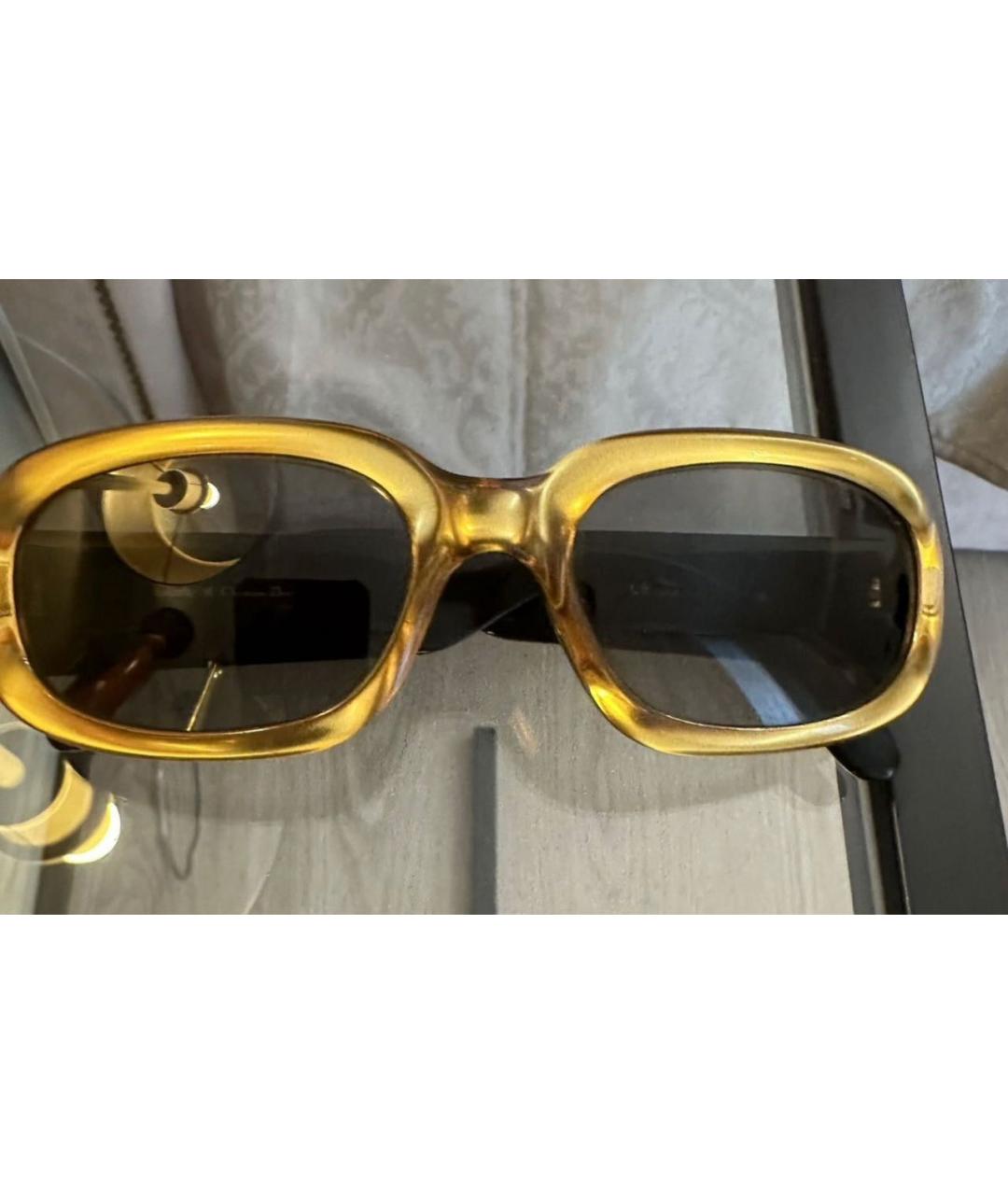 CHRISTIAN DIOR Золотые пластиковые солнцезащитные очки, фото 7