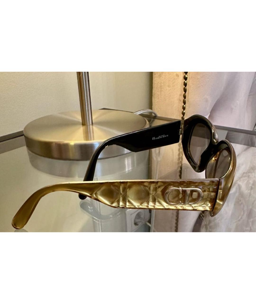 CHRISTIAN DIOR Золотые пластиковые солнцезащитные очки, фото 4
